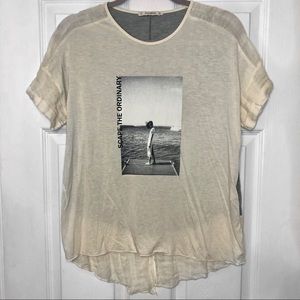 Pull & Bear Graphic Tee Grey & Cream